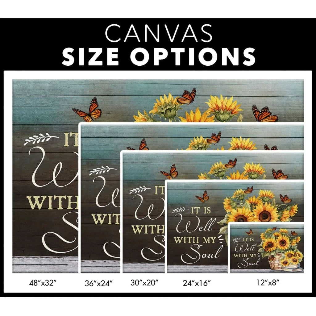 it is well with my soul canvas butterflies and sunflowers inspirational christian wall art (Landscape) (view 5)