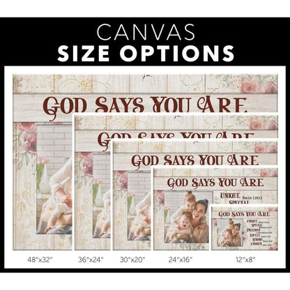 personalized god says you are christian wall art canvas with custom photo (Landscape) (view 9)