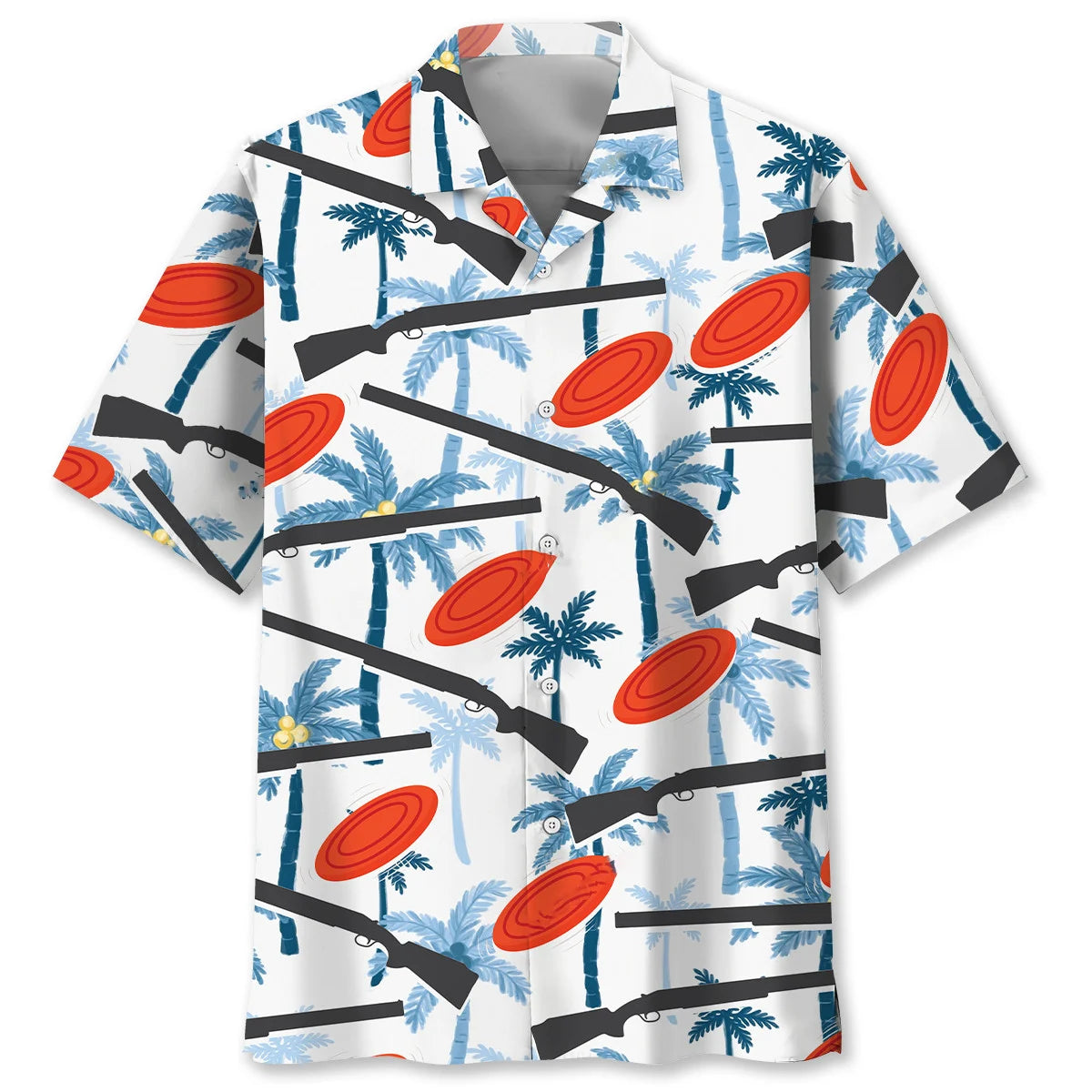 Skeet Clay Shooting Palm Tree Hawaiian Shirt, custom shirt gift for men