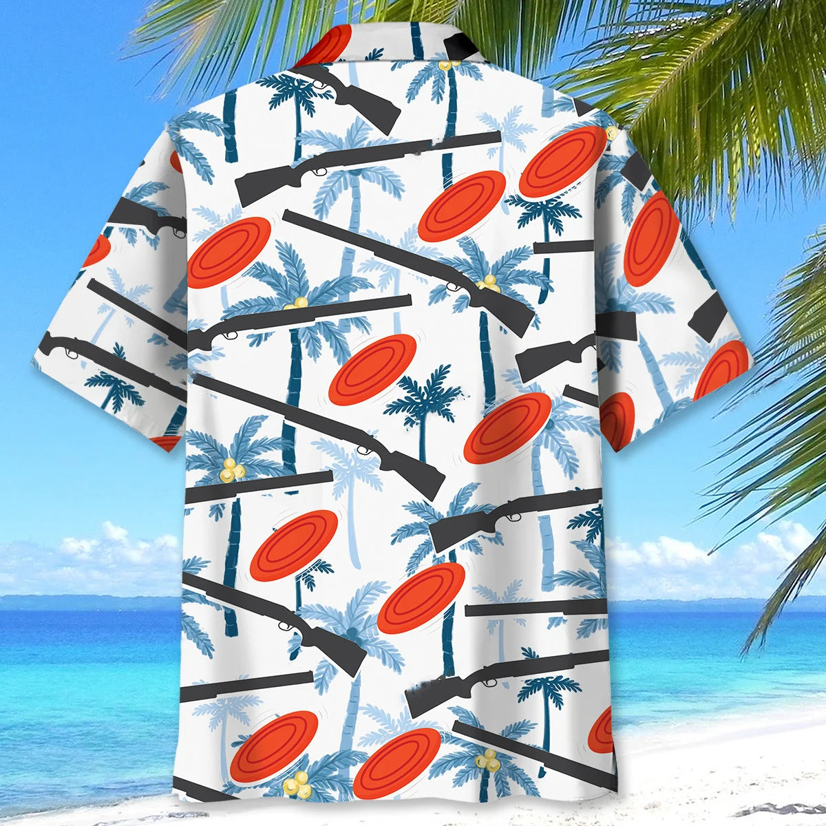 Skeet Clay Shooting Palm Tree Hawaiian Shirt, custom shirt gift for men (view 3)
