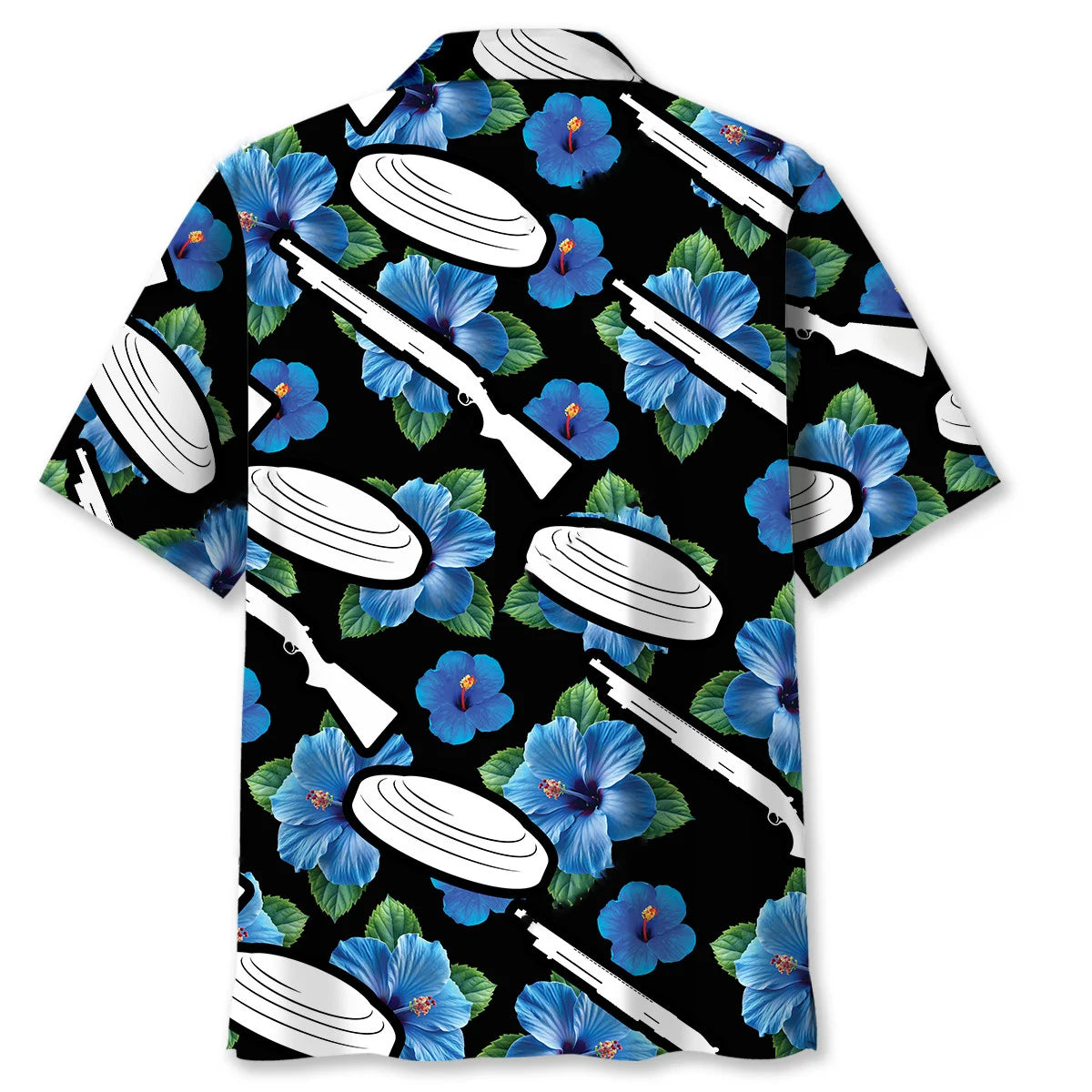 Skeet Shooting Hibiscus Blue Hawaiian Shirt, custom shirt gift for men (view 4)