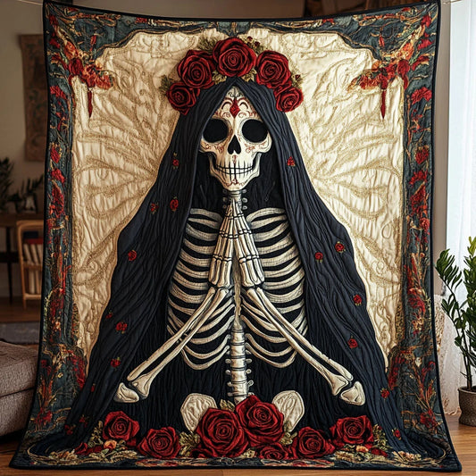 Skeleton Bless Quilt Blanket