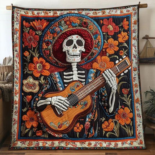 Skeleton Boho Vibes Quilt Blanket