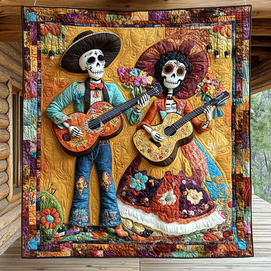 Skeleton Couple Dance Quilt Blanket