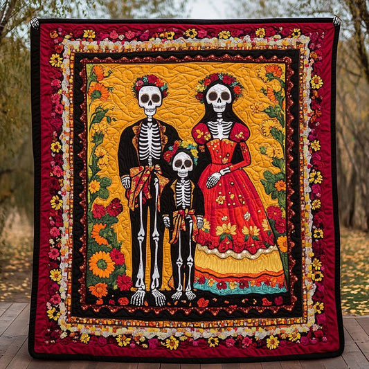 Skeleton Family Quilt Blanket
