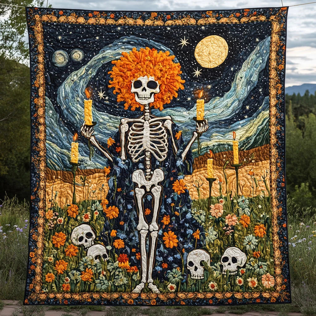 Skeleton Flame Quilt Blanket