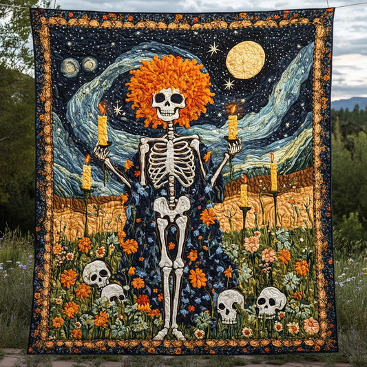 Skeleton Flame Quilt Blanket