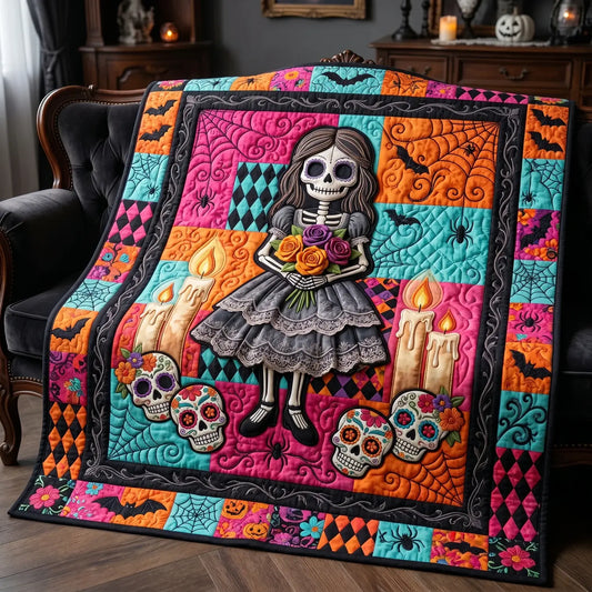 Skeleton Girl Quilt Blanket