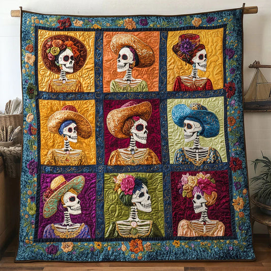 Skeleton Lady Light Quilt Blanket