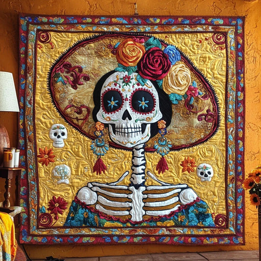 Skeleton Lady Sunshine Quilt Blanket