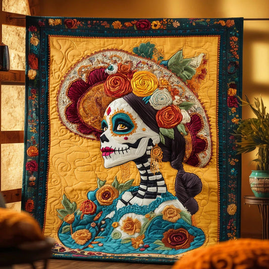 Skeleton Lady Wild Garden Quilt Blanket