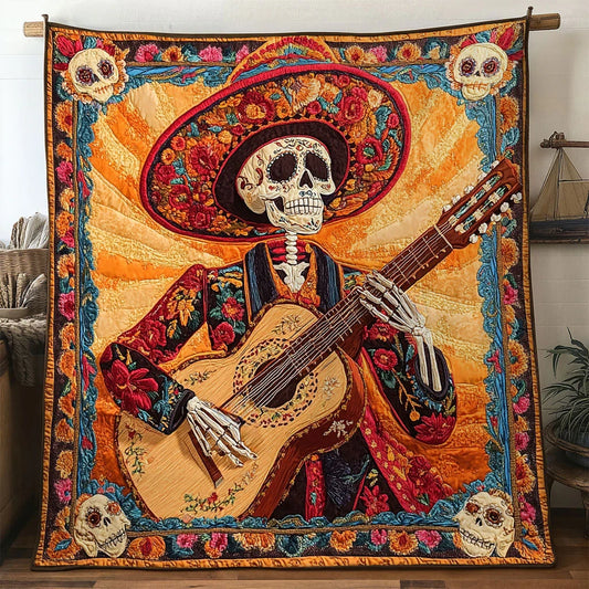 Skeleton Midnight Song Quilt Blanket