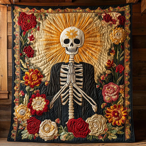 Skeleton Pray Quilt Blanket