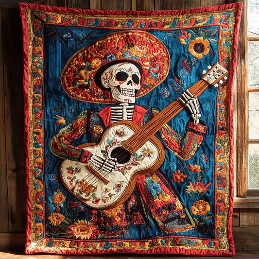 Skeleton Rose Glow Quilt Blanket