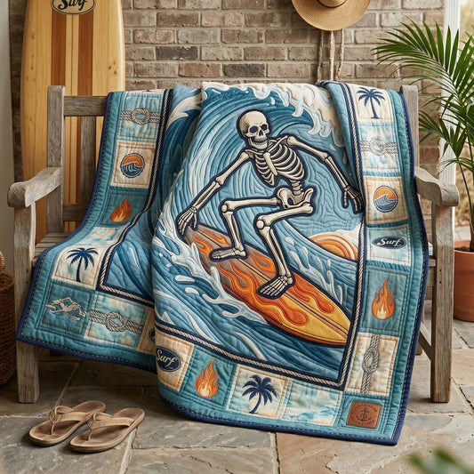 Skeleton Surf Rider Quilt Blanket