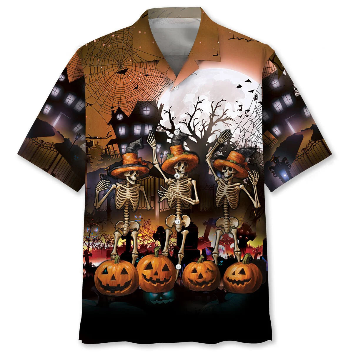 Skeleton Dancing Halloween Hawaiian Shirt, custom shirt gift for men (view 2)