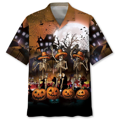 Skeleton Dancing Halloween Hawaiian Shirt, custom shirt gift for men (view 2)