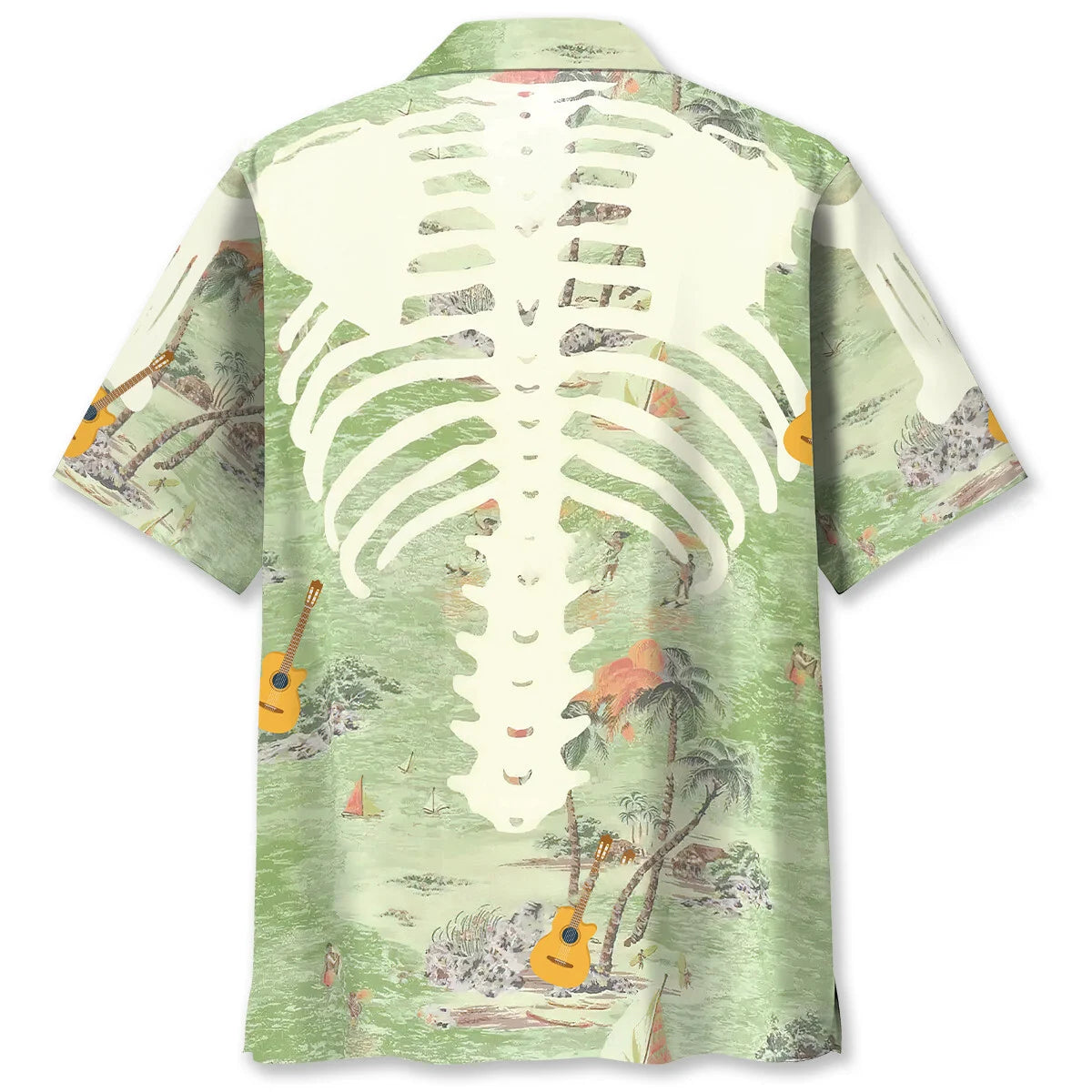 Skeleton Guitar Pattern Hawaiian Shirt, custom shirt gift for men (view 2)