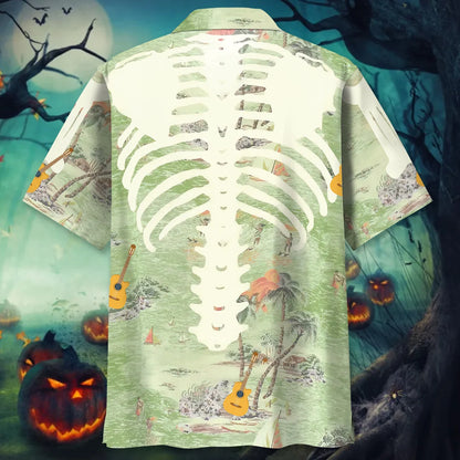 Skeleton Guitar Pattern Hawaiian Shirt, custom shirt gift for men (view 3)