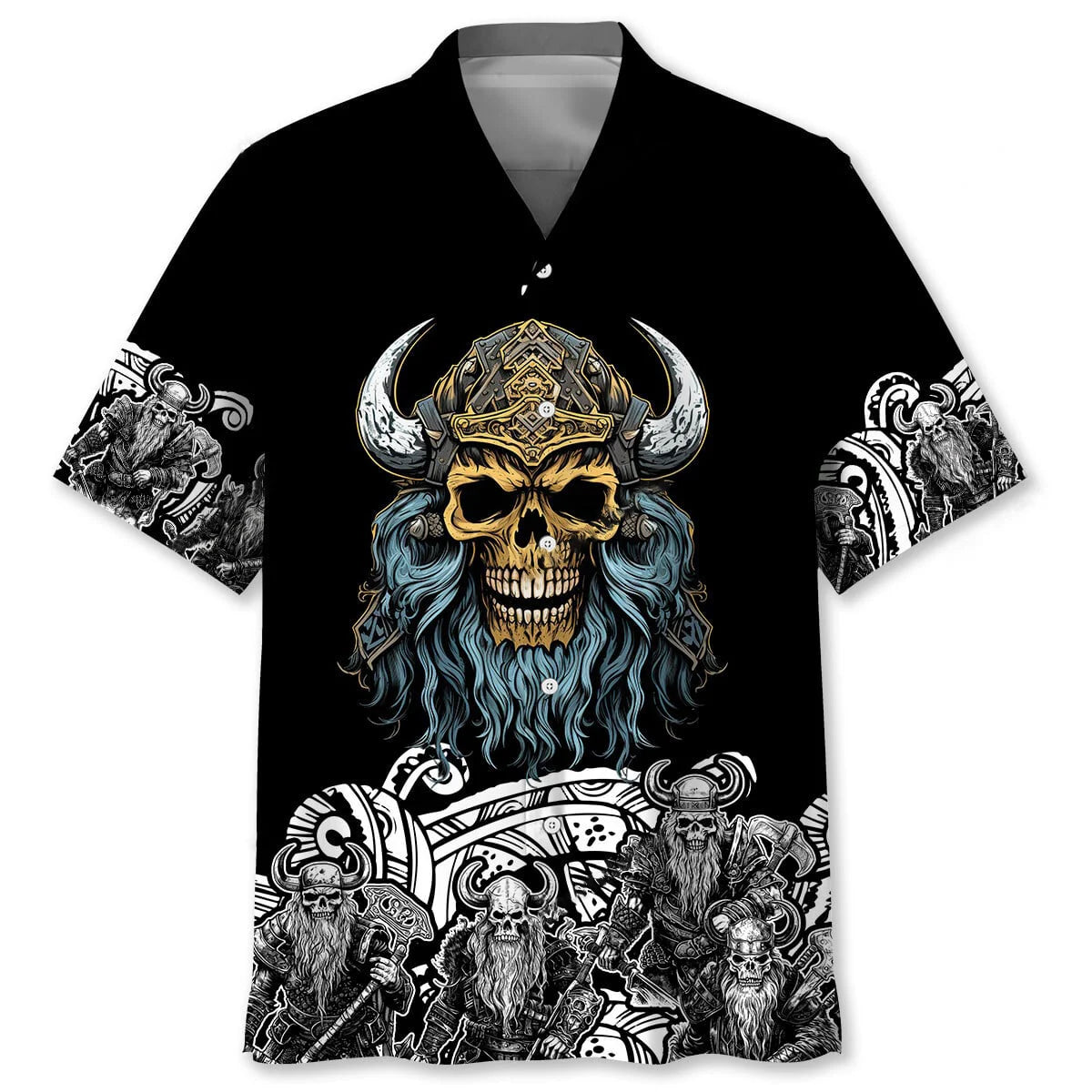 Skeleton Viking Warrior Hawaiian Shirt, custom shirt gift for men (view 2)