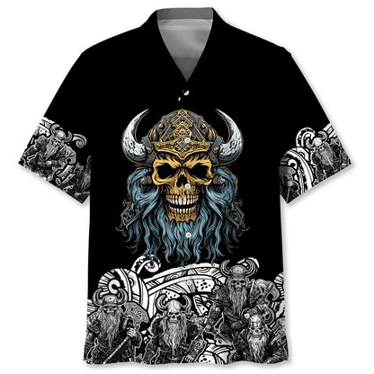 Skeleton Viking Warrior Hawaiian Shirt, custom shirt gift for men (view 2)