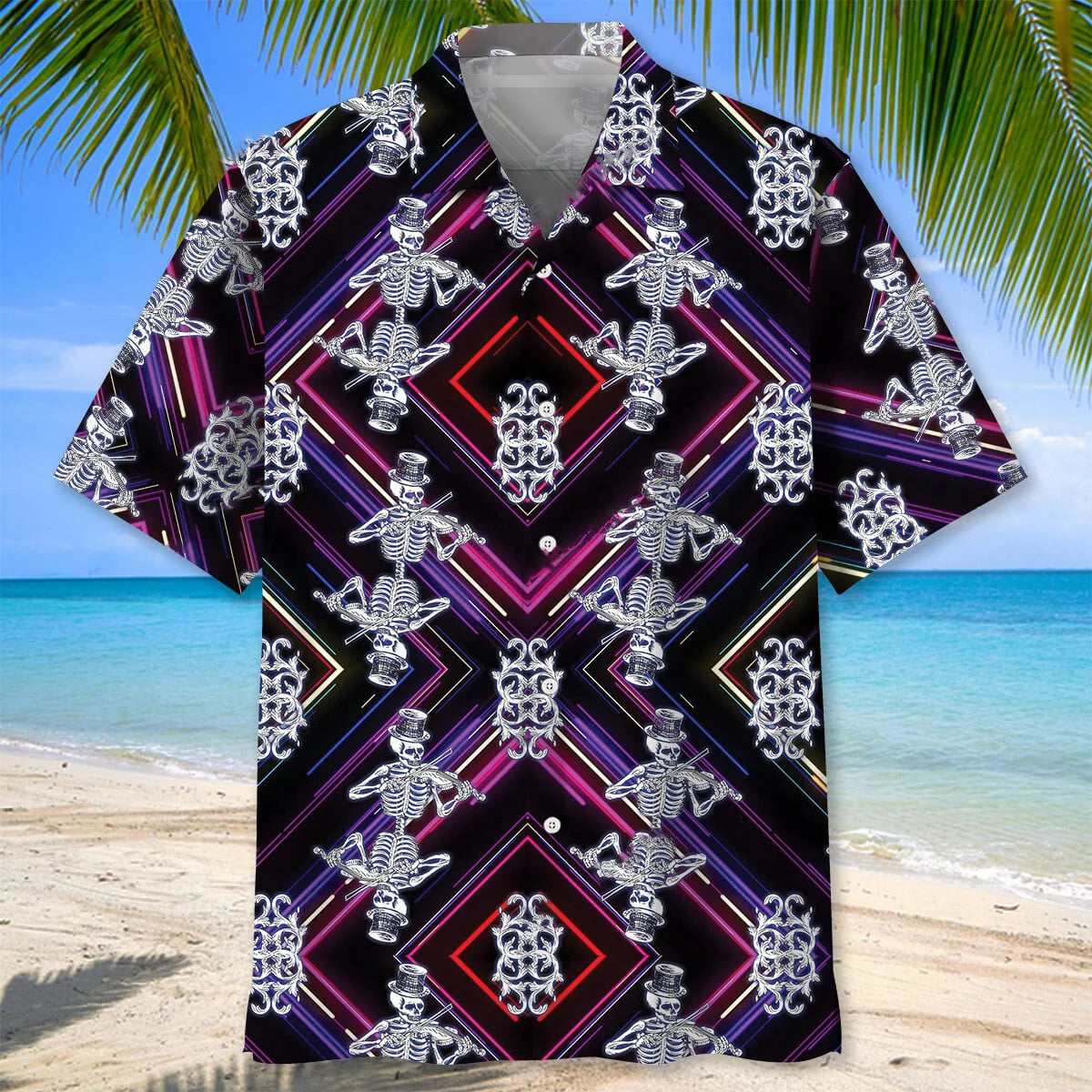 Skeleton Violin Hawaiian Shirt, custom shirt gift for men