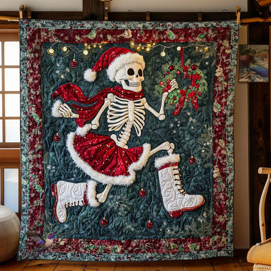 Skeleton's Holiday Dance Quilt Blanket