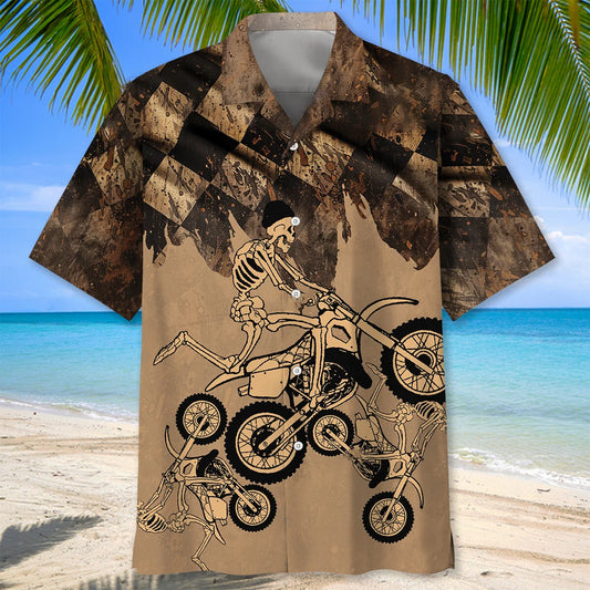 Skeletons Dirt Bike Race Hawaiian Shirt, custom shirt gift for men