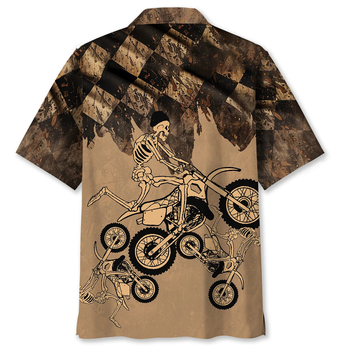 Skeletons Dirt Bike Race Hawaiian Shirt, custom shirt gift for men (view 2)