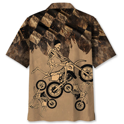 Skeletons Dirt Bike Race Hawaiian Shirt, custom shirt gift for men (view 2)