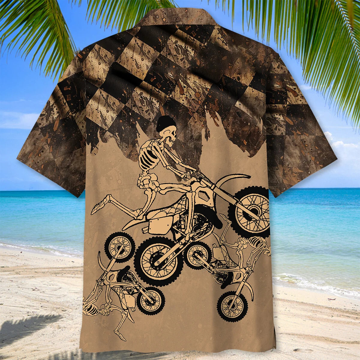 Skeletons Dirt Bike Race Hawaiian Shirt, custom shirt gift for men (view 3)