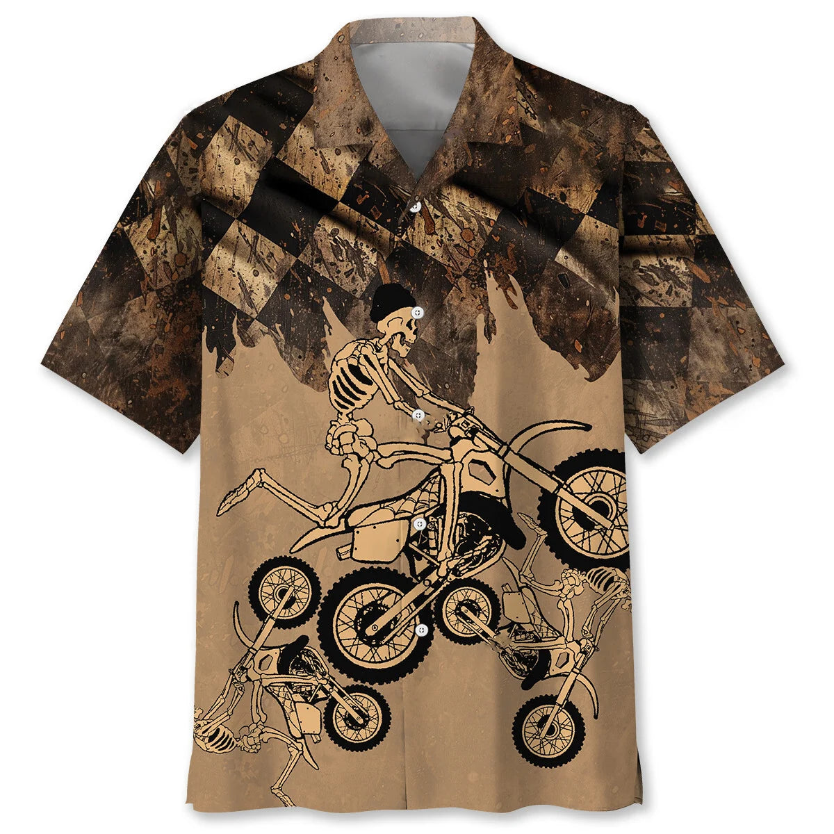 Skeletons Dirt Bike Race Hawaiian Shirt, custom shirt gift for men (view 4)
