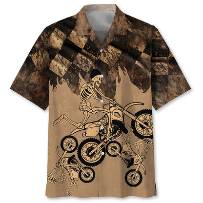 Skeletons Dirt Bike Race Hawaiian Shirt, custom shirt gift for men (view 4)