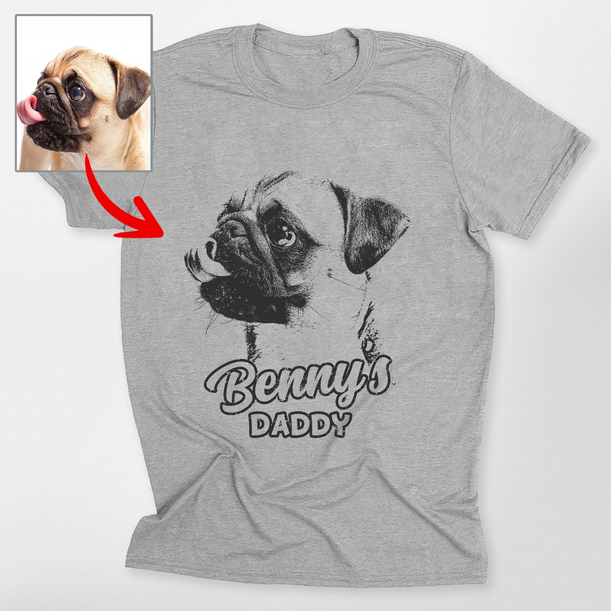 Sketch Custom Dog Portrait Bella Canvas T-Shirt, custom pet portrait gift for pet lovers