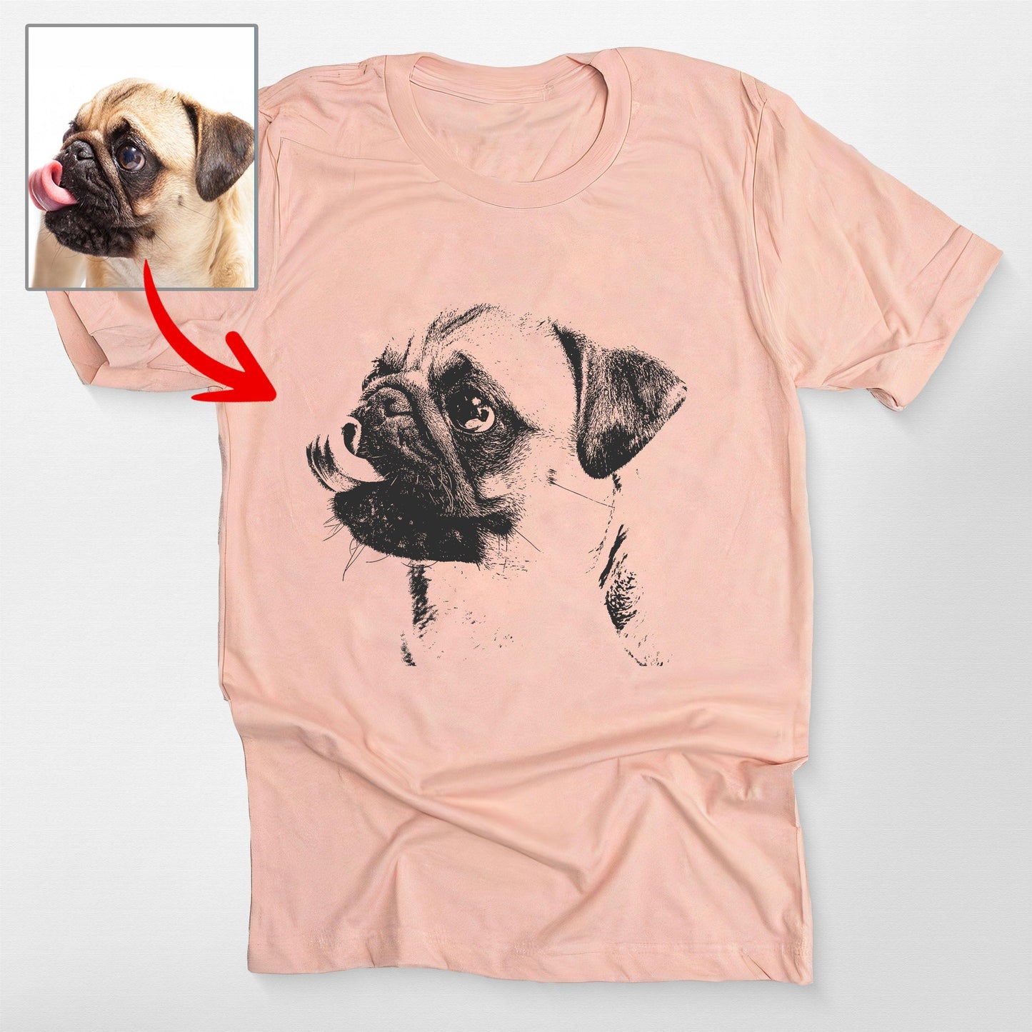 Sketch Custom Dog Portrait Bella Canvas T-Shirt, custom pet portrait gift for pet lovers (view 4)