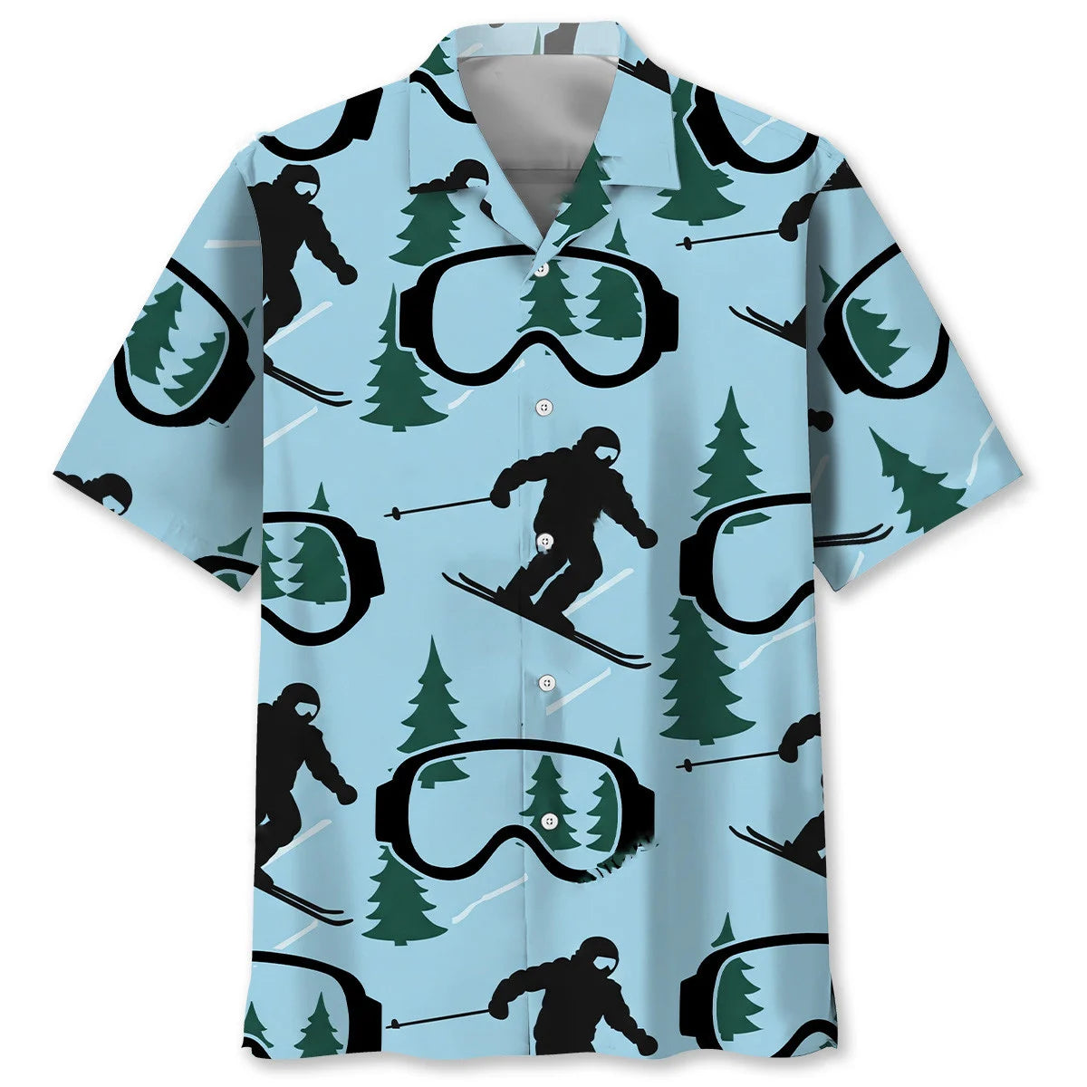 Ski Blue Goggles Funny Hawaiian Shirt, custom shirt gift for men