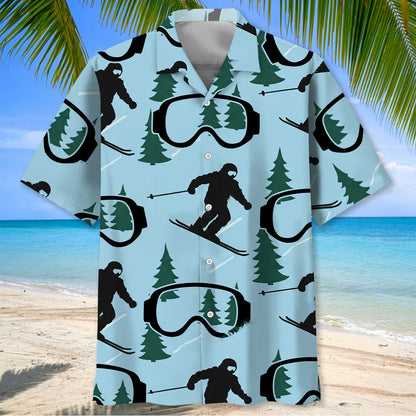 Ski Blue Goggles Funny Hawaiian Shirt, custom shirt gift for men (view 2)