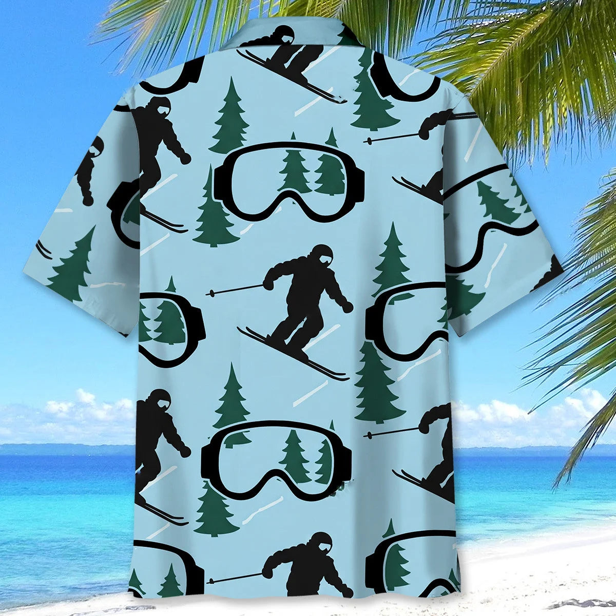 Ski Blue Goggles Funny Hawaiian Shirt, custom shirt gift for men (view 3)