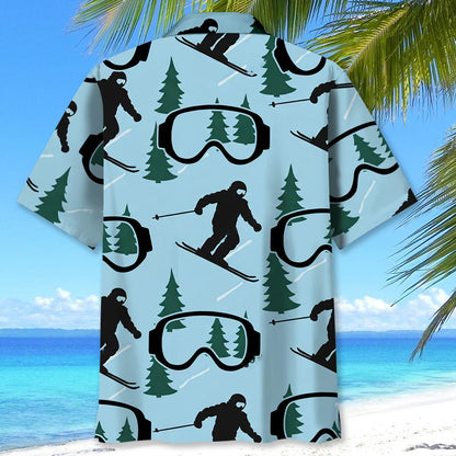 Ski Blue Goggles Funny Hawaiian Shirt, custom shirt gift for men (view 3)