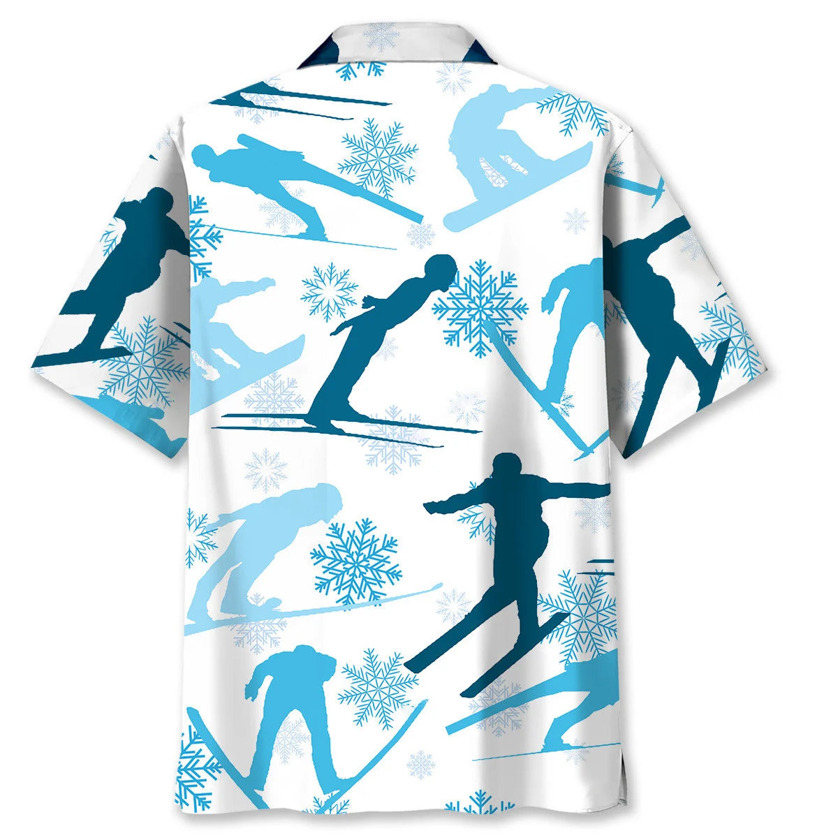 Ski Blue Snowflakes Hawaiian Shirt, custom shirt gift for men (view 2)