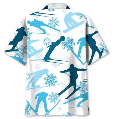 Ski Blue Snowflakes Hawaiian Shirt, custom shirt gift for men (view 2)