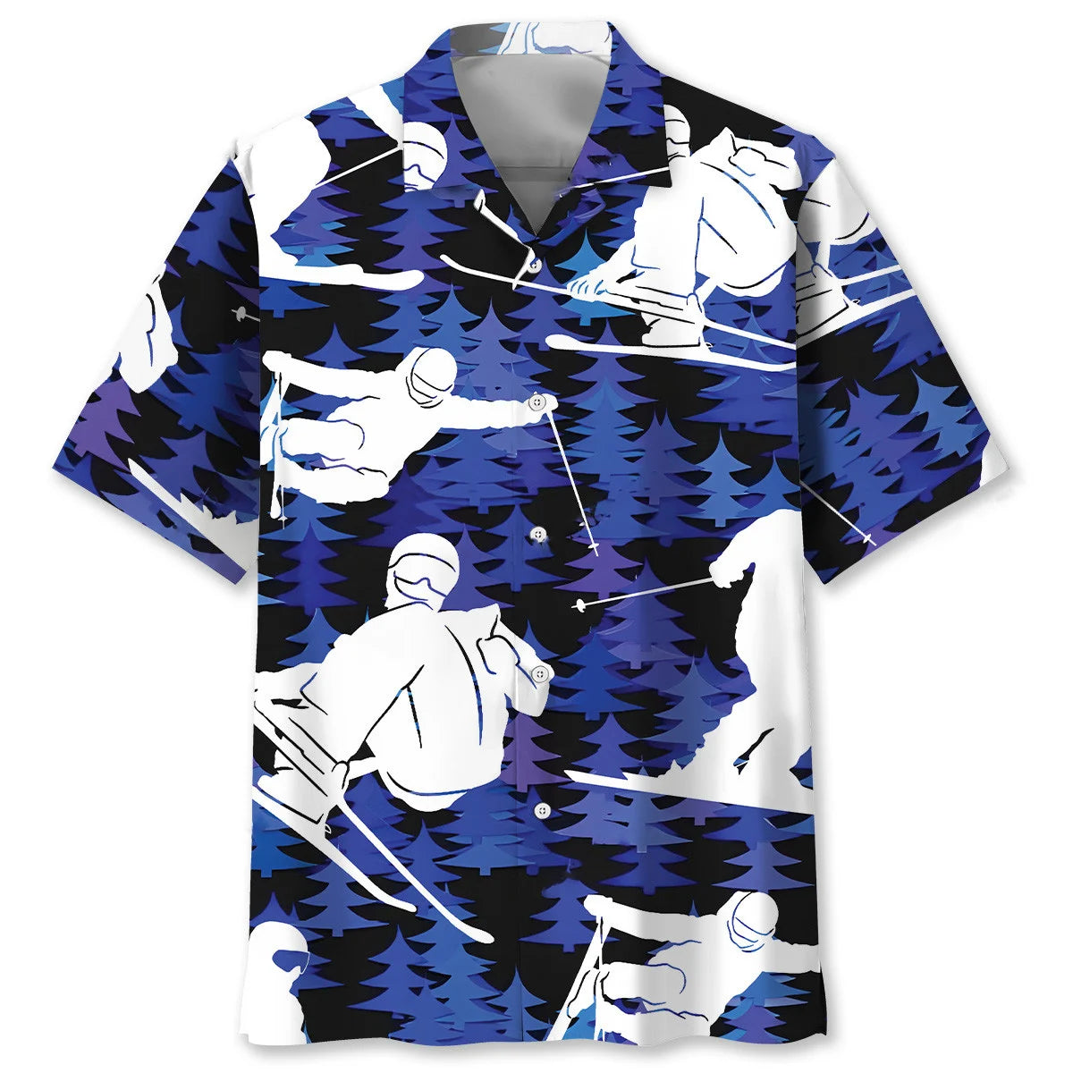 Ski Pine Trees Purple Hawaiian Shirt, custom shirt gift for men (view 2)