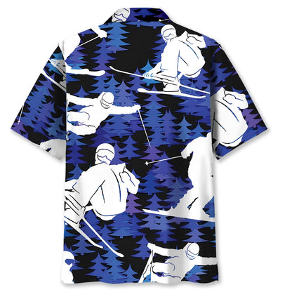 Ski Pine Trees Purple Hawaiian Shirt, custom shirt gift for men (view 3)