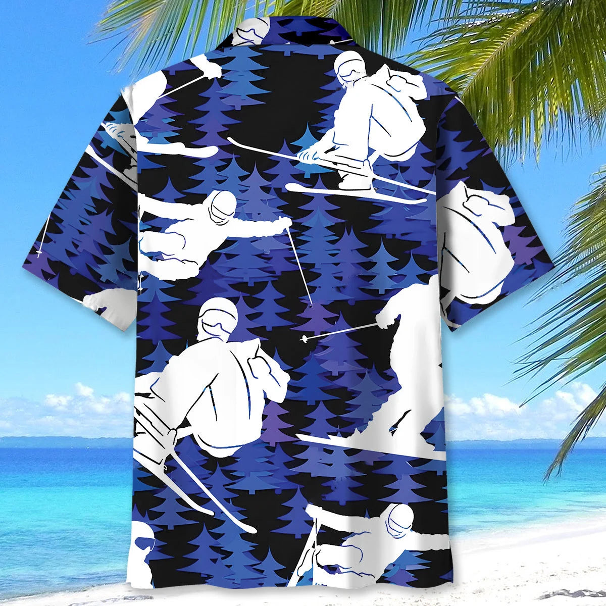Ski Pine Trees Purple Hawaiian Shirt, custom shirt gift for men (view 4)