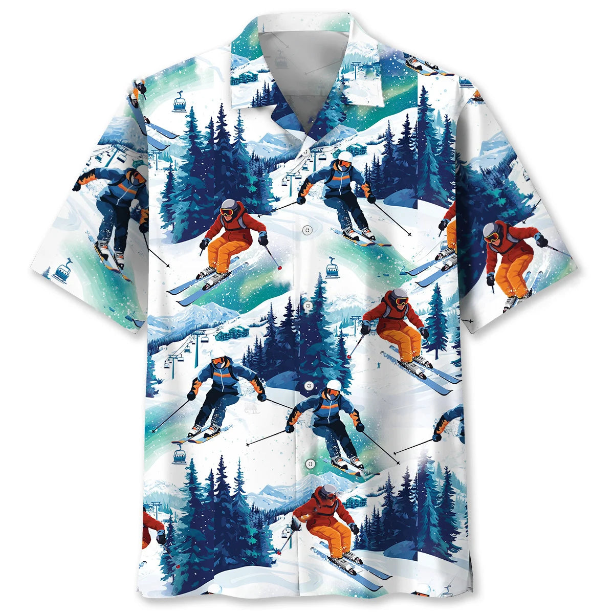 Skiing Downhill Hawaiian Shirt, custom shirt gift for men