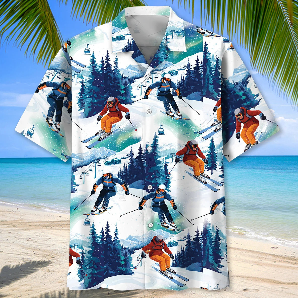 Skiing Downhill Hawaiian Shirt, custom shirt gift for men (view 3)