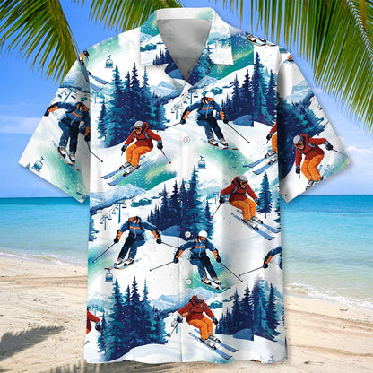 Skiing Downhill Hawaiian Shirt, custom shirt gift for men (view 3)