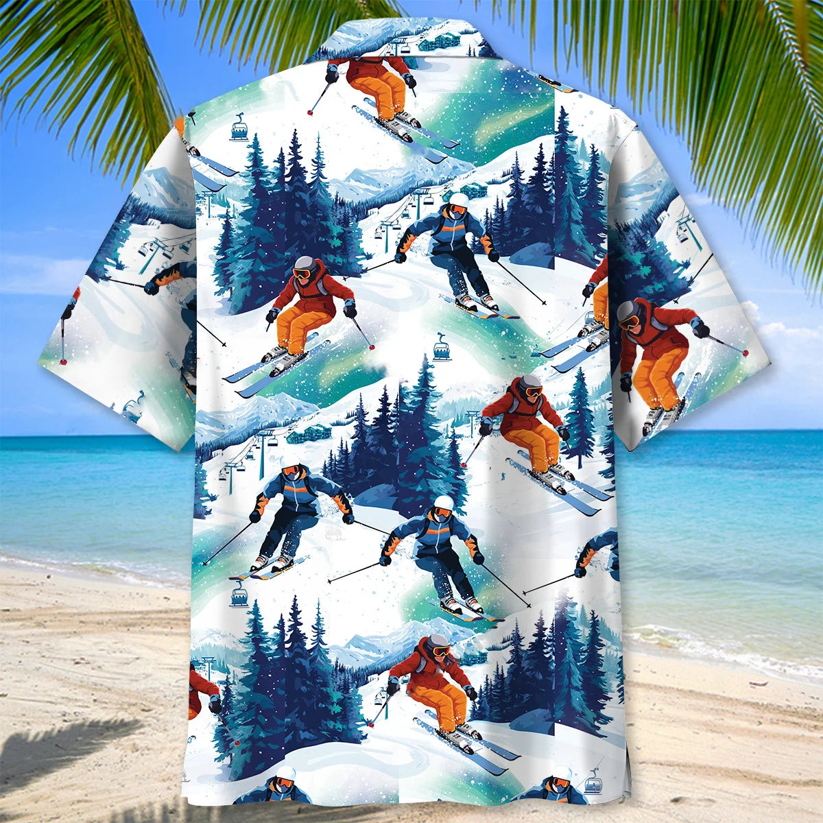 Skiing Downhill Hawaiian Shirt, custom shirt gift for men (view 4)