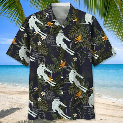 Skiing Hawaiian Nature Hawaiian Shirt, custom shirt gift for men