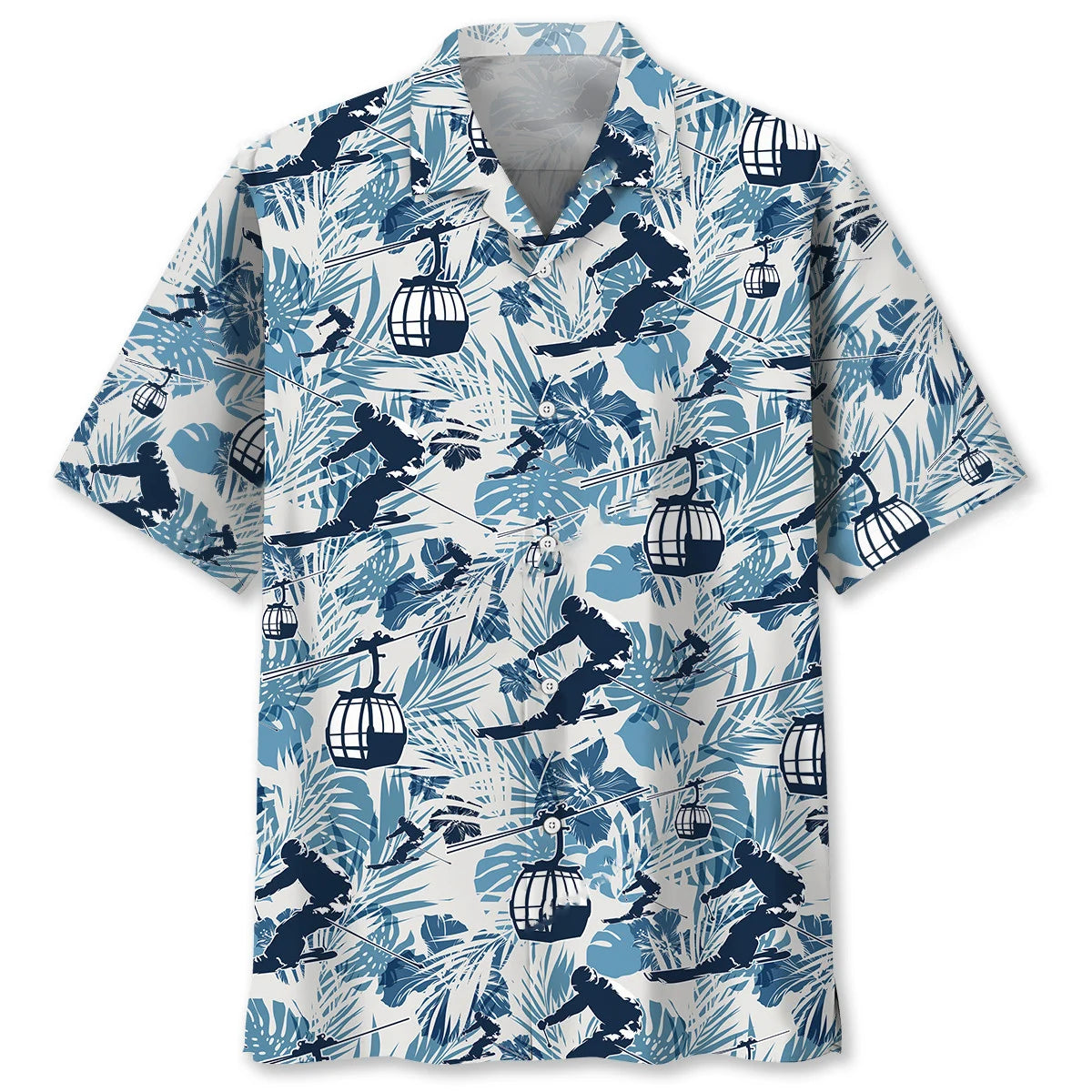 Skiing Hibiscus Hawaiian Shirt, custom shirt gift for men